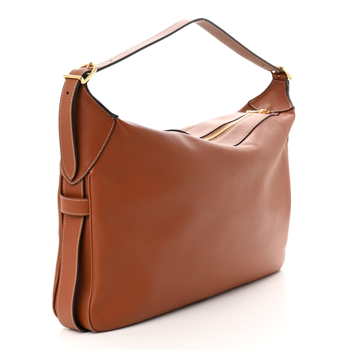 Supple Calfskin Large Romy Shoulder Bag Tan
