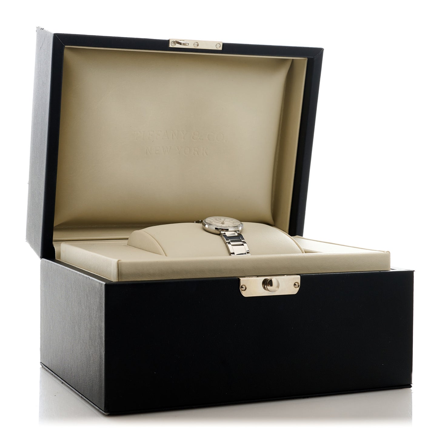 Stainless Steel Diamond Bezel 24mm Atlas 2-Hand Quartz Watch Silver