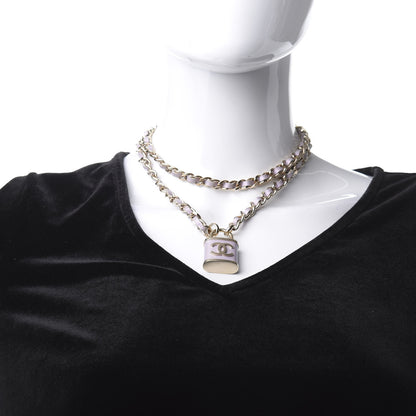 Chanel Metal Lambskin Lock Necklace Pink 2 of 5