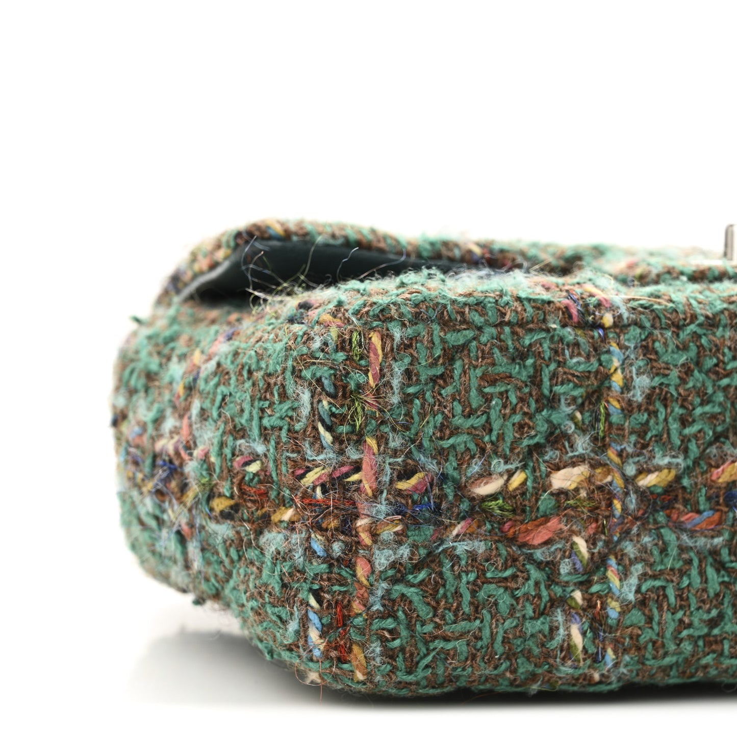 Tweed Quilted Mini Rectangular Flap Green