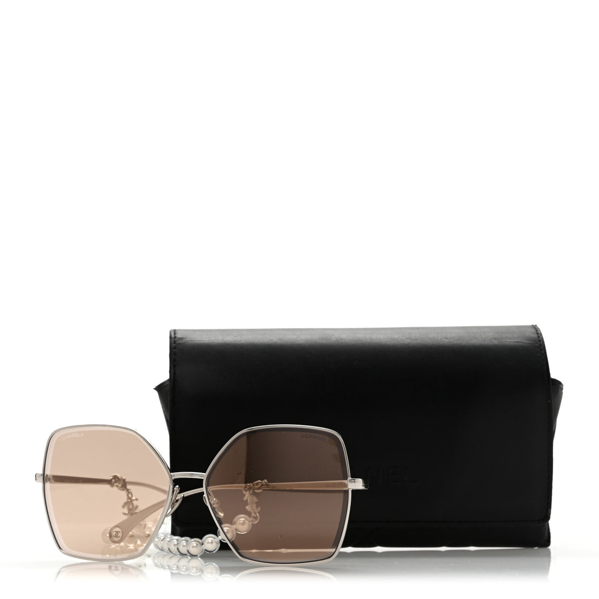 Butterfly Removable Pearl Chain Sunglasses 4262 Silver