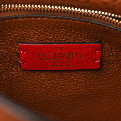 Valentino Garavani Pebbled Calfskin Rockstud Saddle Bag Saddle Brown 6 of 9