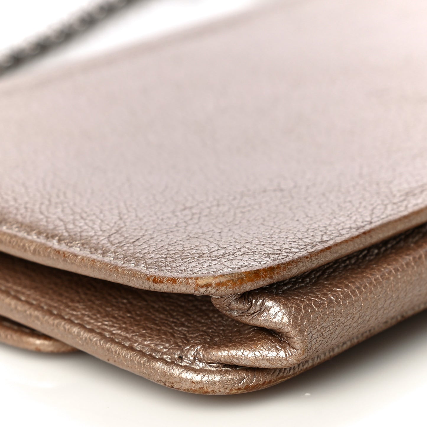 Metallic Goatskin Wallet On Chain WOC Gold
