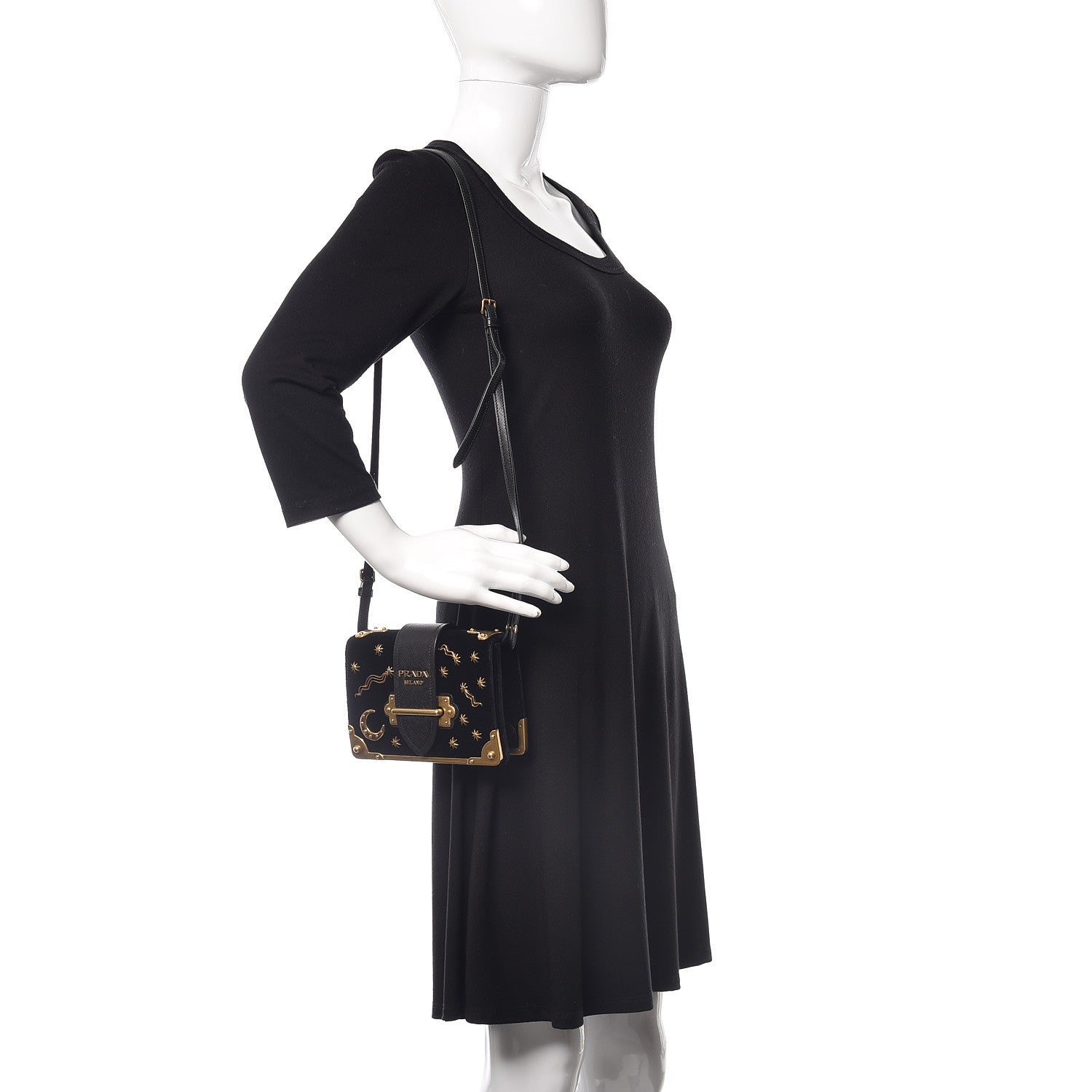 Prada Velvet Cahier Astrology Bag Black 2 of 8