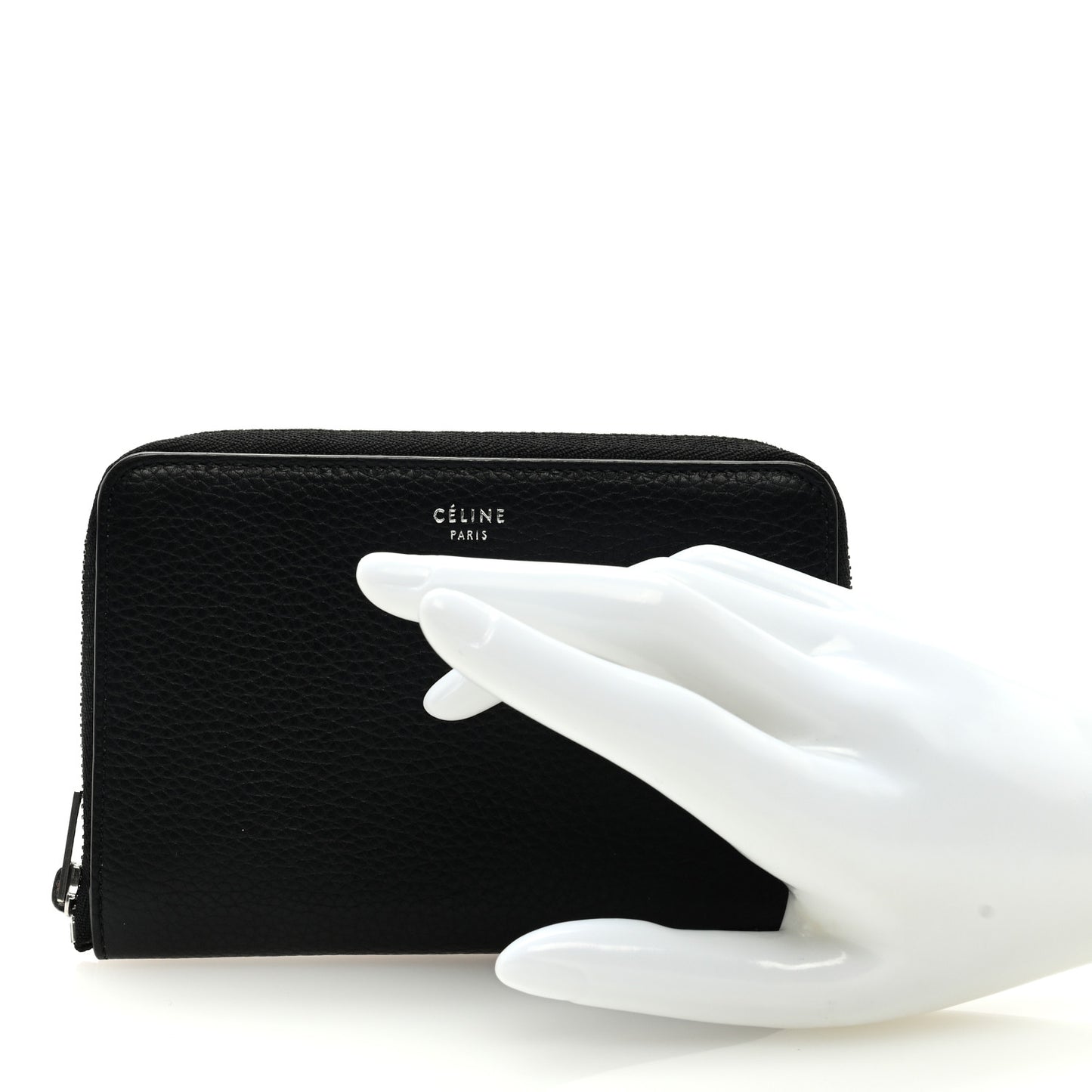 Drummed Calfskin Zip Around Multifunction Wallet Black Citron