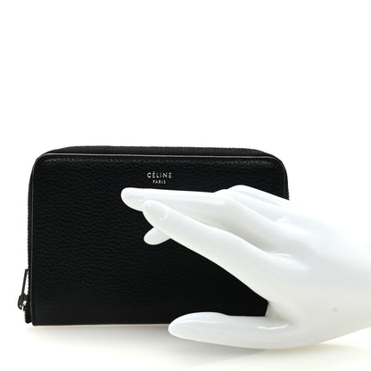 Celine Drummed Calfskin Zip Around Multifunction Wallet Black Citron 2 of 6
