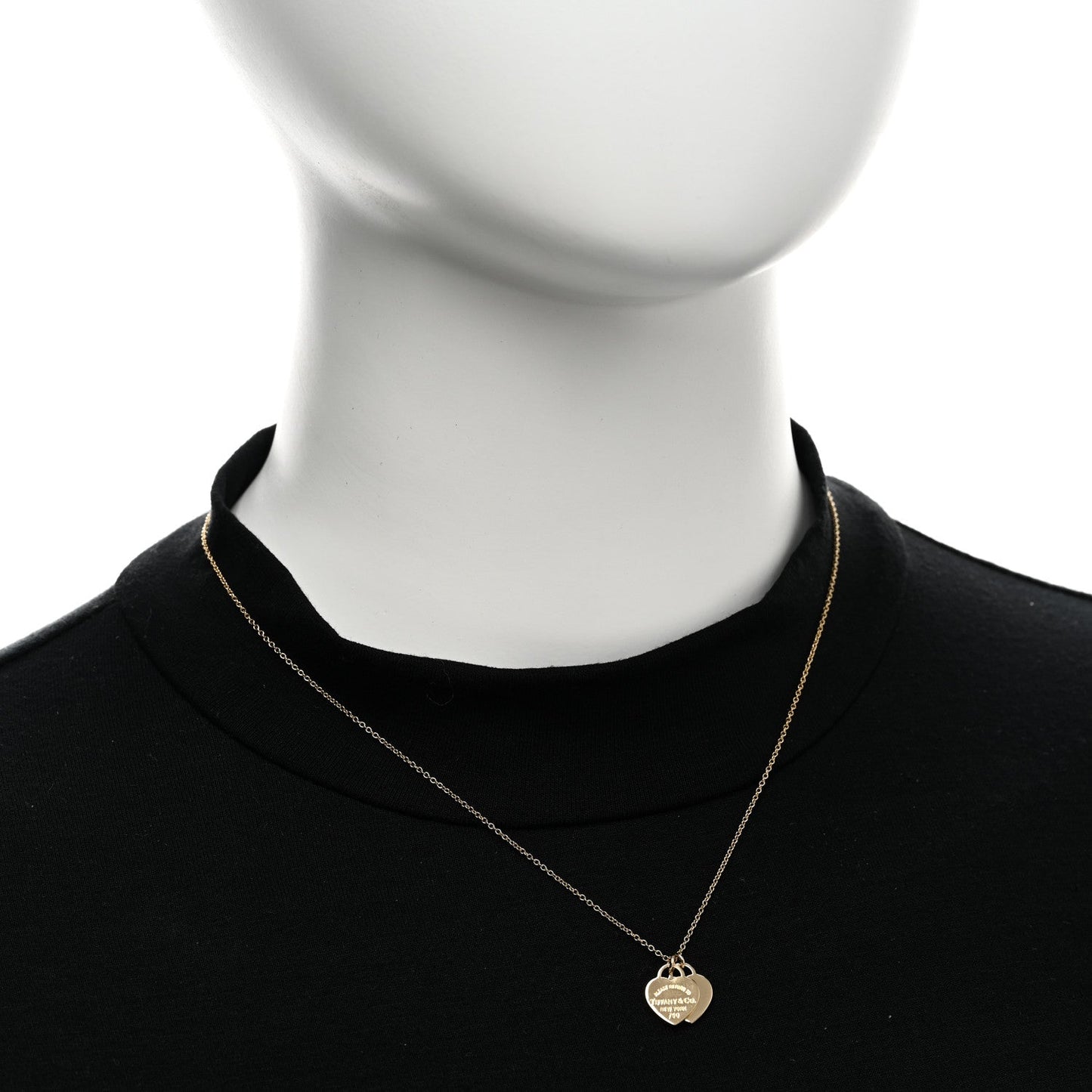 18K Yellow Gold Return to Tiffany Mini Double Heart Tag Pendant Necklace