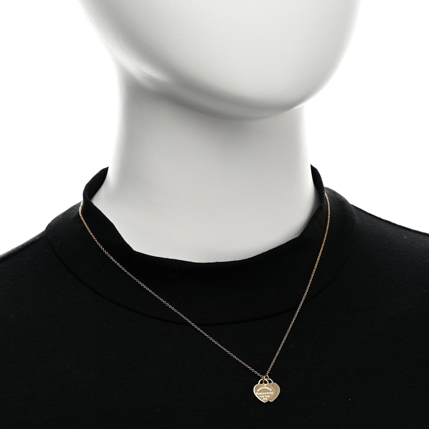 Tiffany 18K Yellow Gold Return to Tiffany Mini Double Heart Tag Pendant Necklace 2 of 5