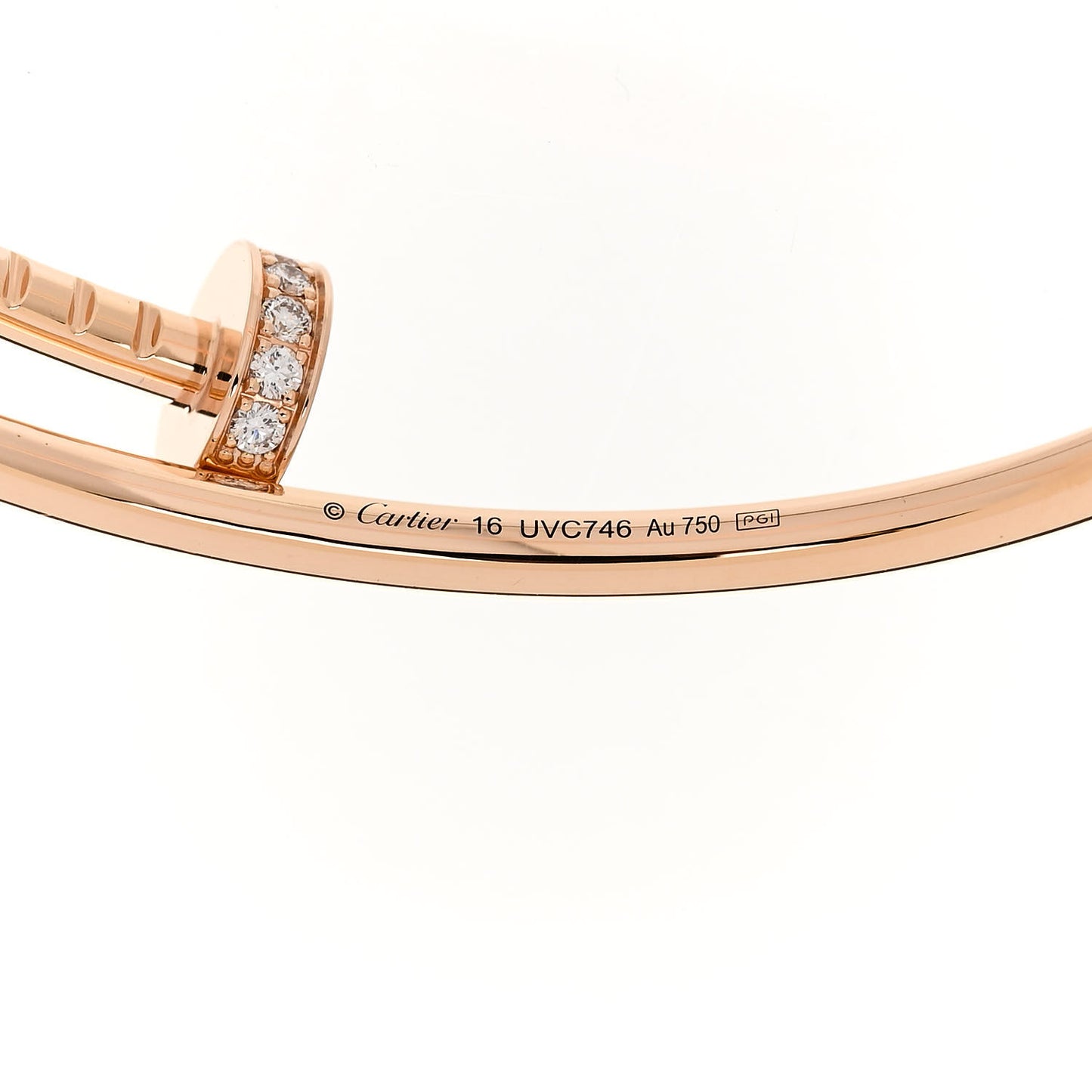 18K Pink Gold Diamond Small Juste Un Clou Bracelet 16