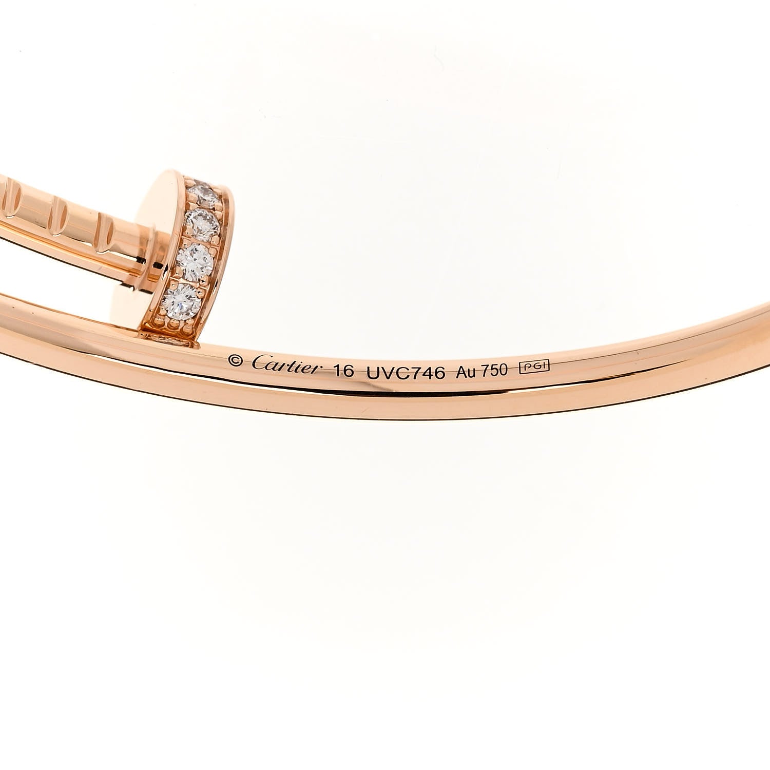 Cartier 18K Pink Gold Diamond Small Juste Un Clou Bracelet 16 3 of 5