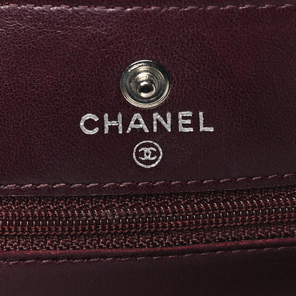 Chanel Patent Quilted Wallet On Chain WOC Burgundy 6 of 9