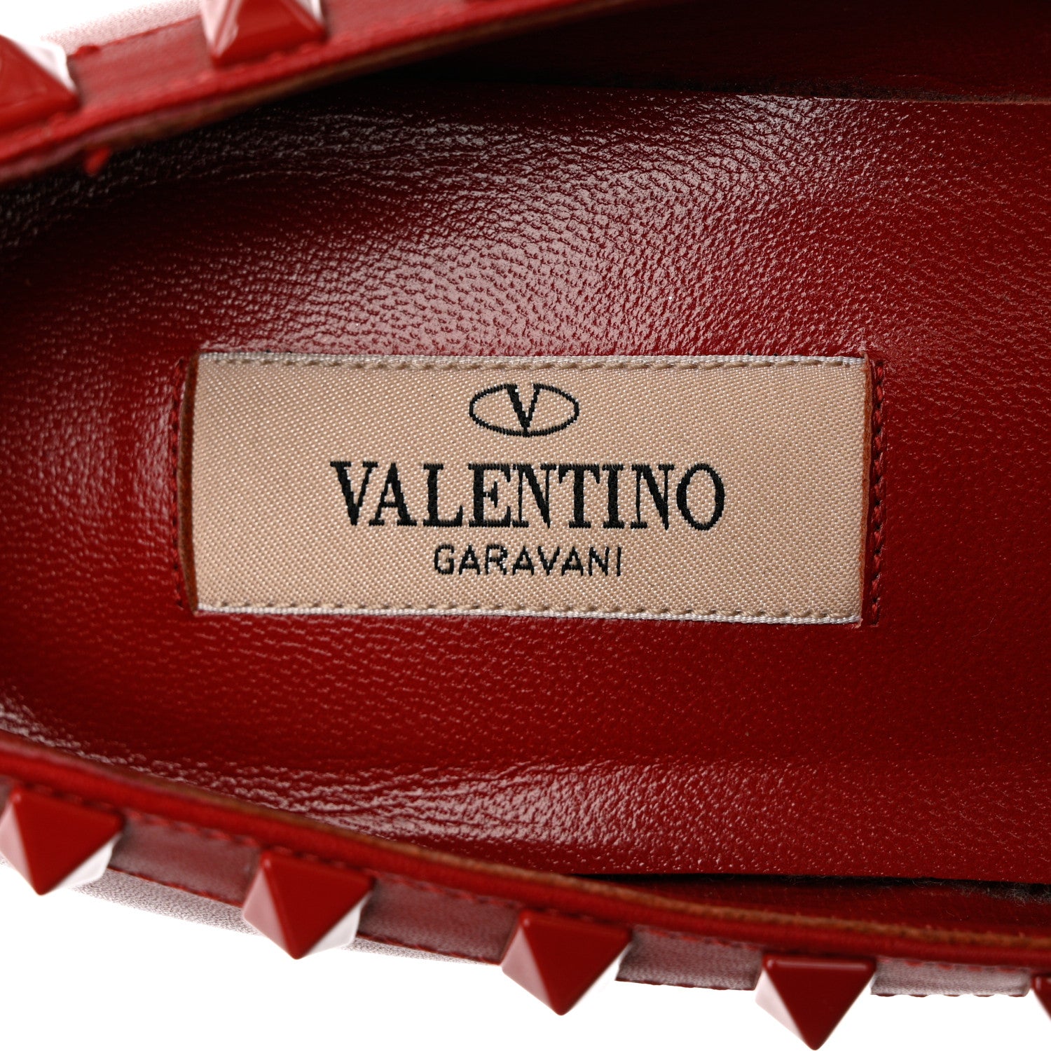 Valentino Garavani Calfskin Lacquered Monochrome Rockstud Ballerina Flats 37 Rosso Valentino 7 of 12