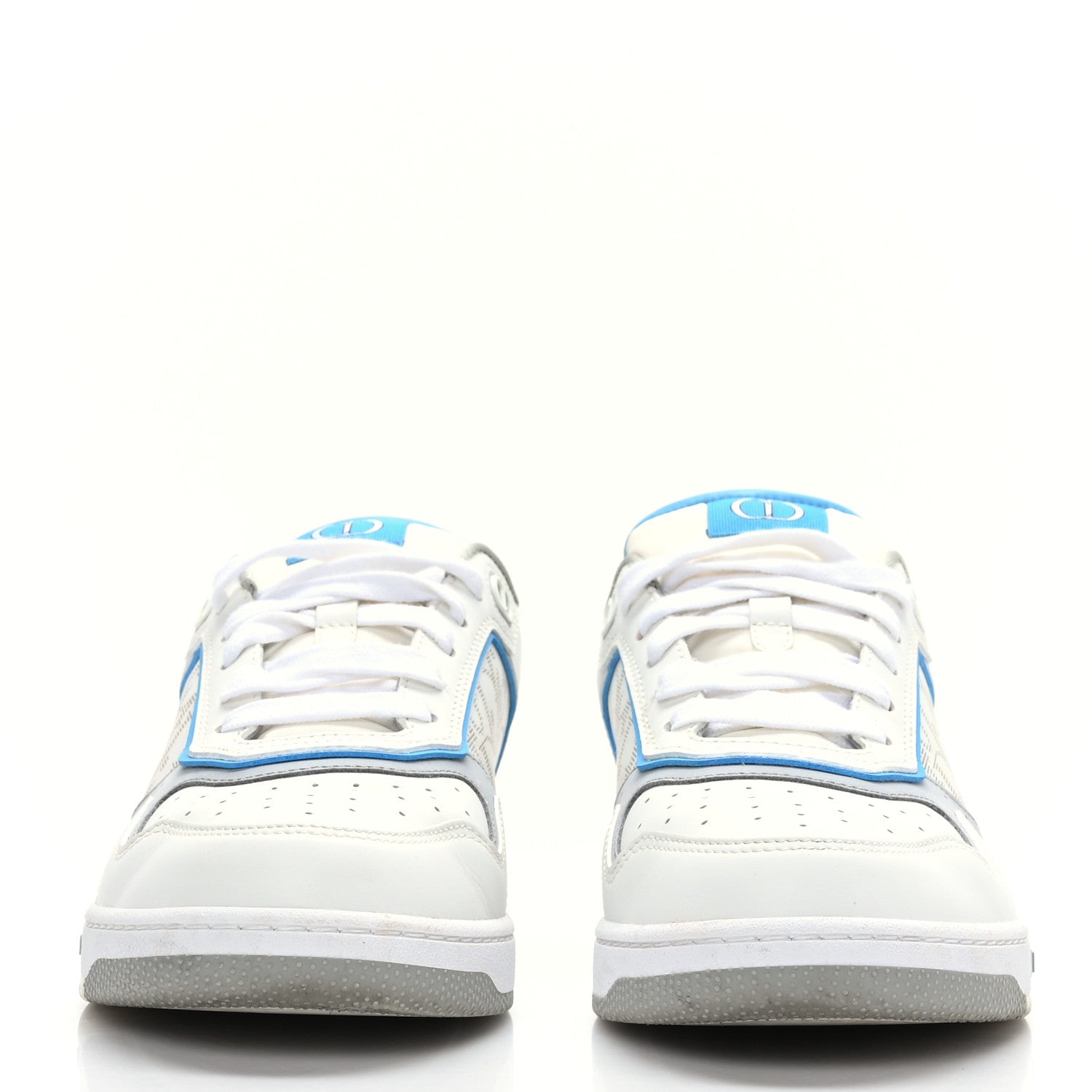 Christian Dior Smooth Calfskin Oblique Galaxy Perforated Mens B27 Low Top Sneakers 40 Beige Blue 2 of 8