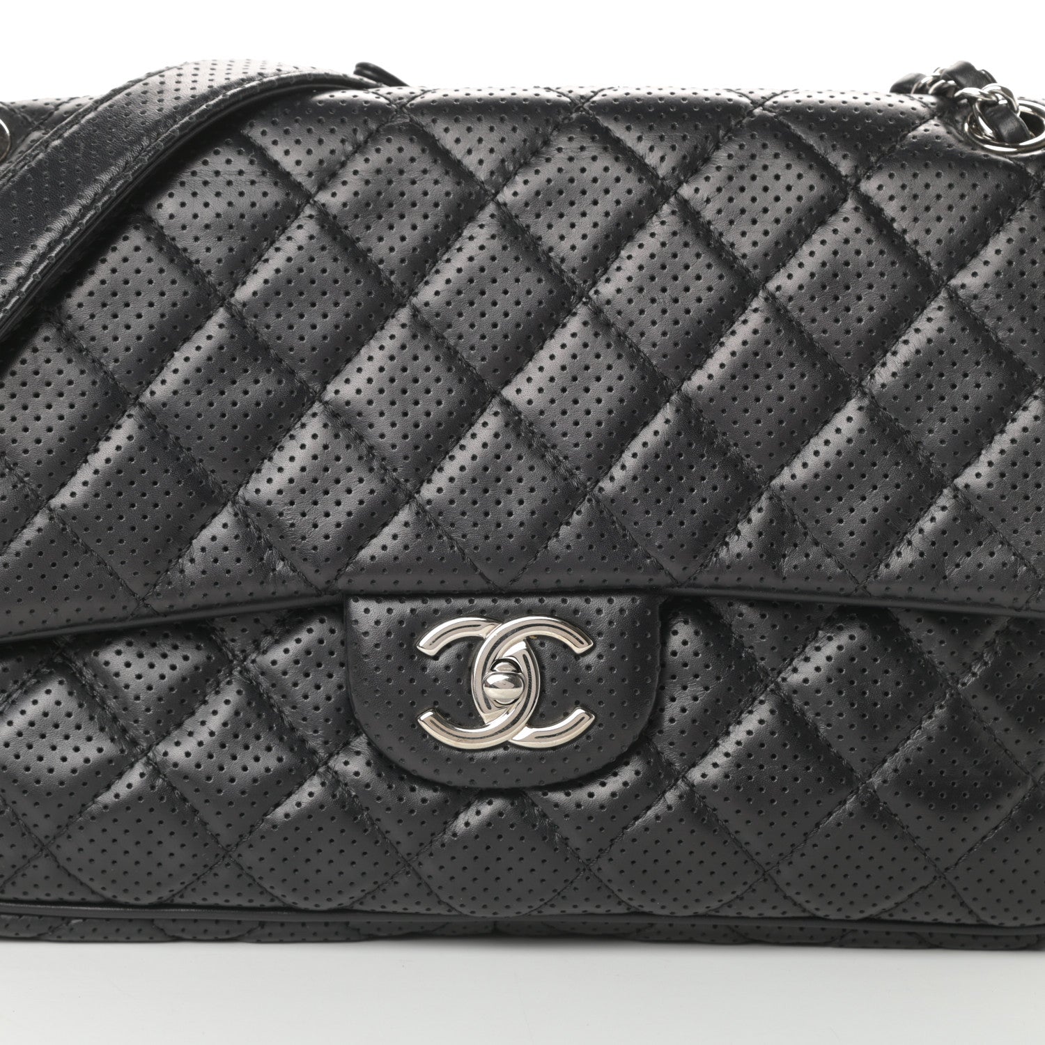 Chanel Lambskin Perforated Jumbo Punch Flap Black 8 of 13