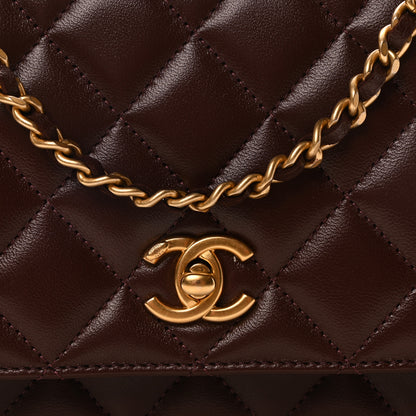 Chanel Lambskin Quilted CC Pearl Crush Wallet on Chain WOC Dark Brown 9 of 12
