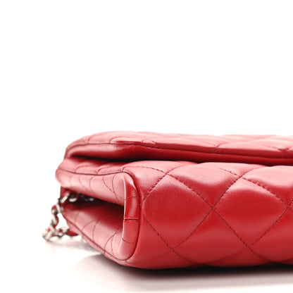 Chanel Lambskin Quilted Clutch With Chain Flap Red 9 of 10