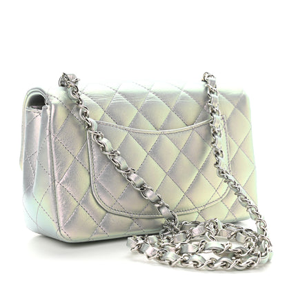 Chanel Iridescent Calfskin Quilted Mini Rectangular Flap Light Purple 3 of 9