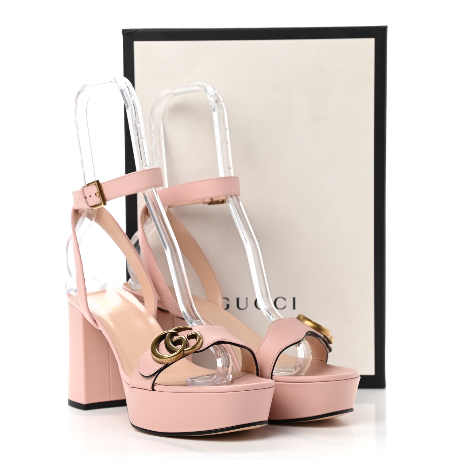 Gucci Calfskin GG Marmont Ankle Wrap 30/85mm Platform Sandals 39.5 Perfect Pink 9 of 9