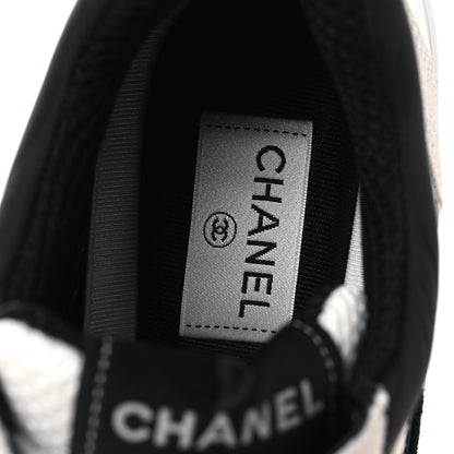Chanel Mesh Suede Grained Calfskin Womens CC Sneakers 39.5 White Black 9 of 11
