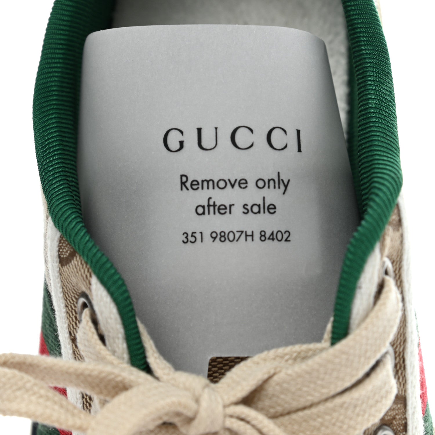 Gucci GG Monogram Web Womens 1977 Tennis Sneakers 38.5 Beige Ebony Mystic White 8 of 8