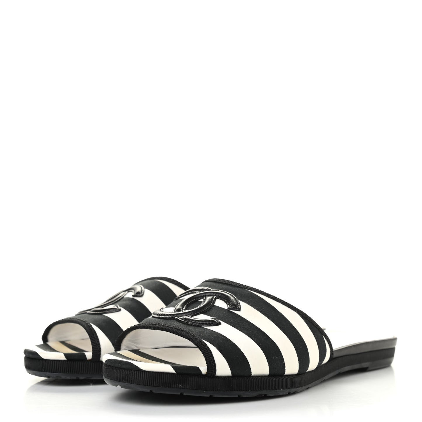 Striped CC Mules 38 Black White
