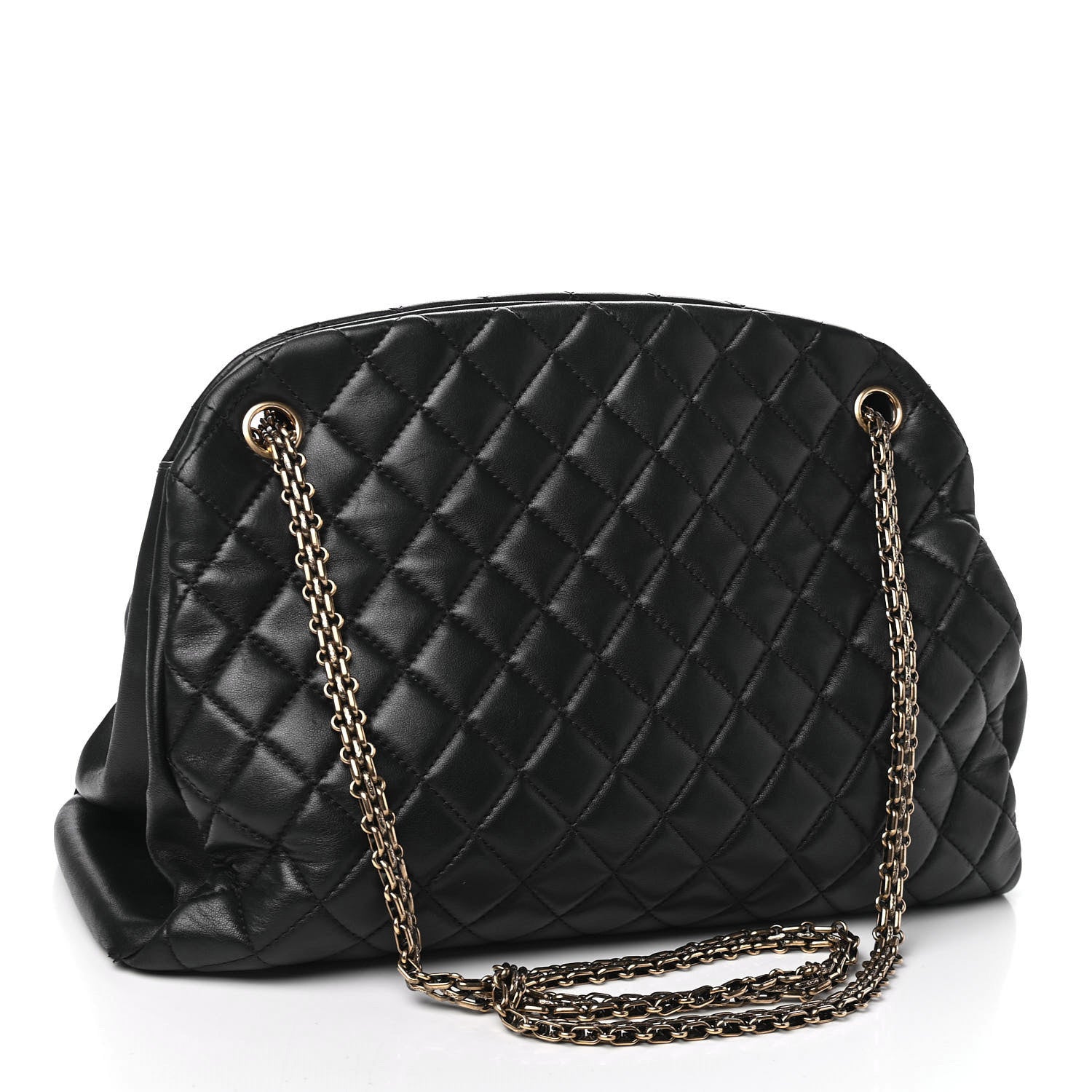 Chanel Lambskin Quilted Large Just Mademoiselle Bowling Bag Black 2 of 6