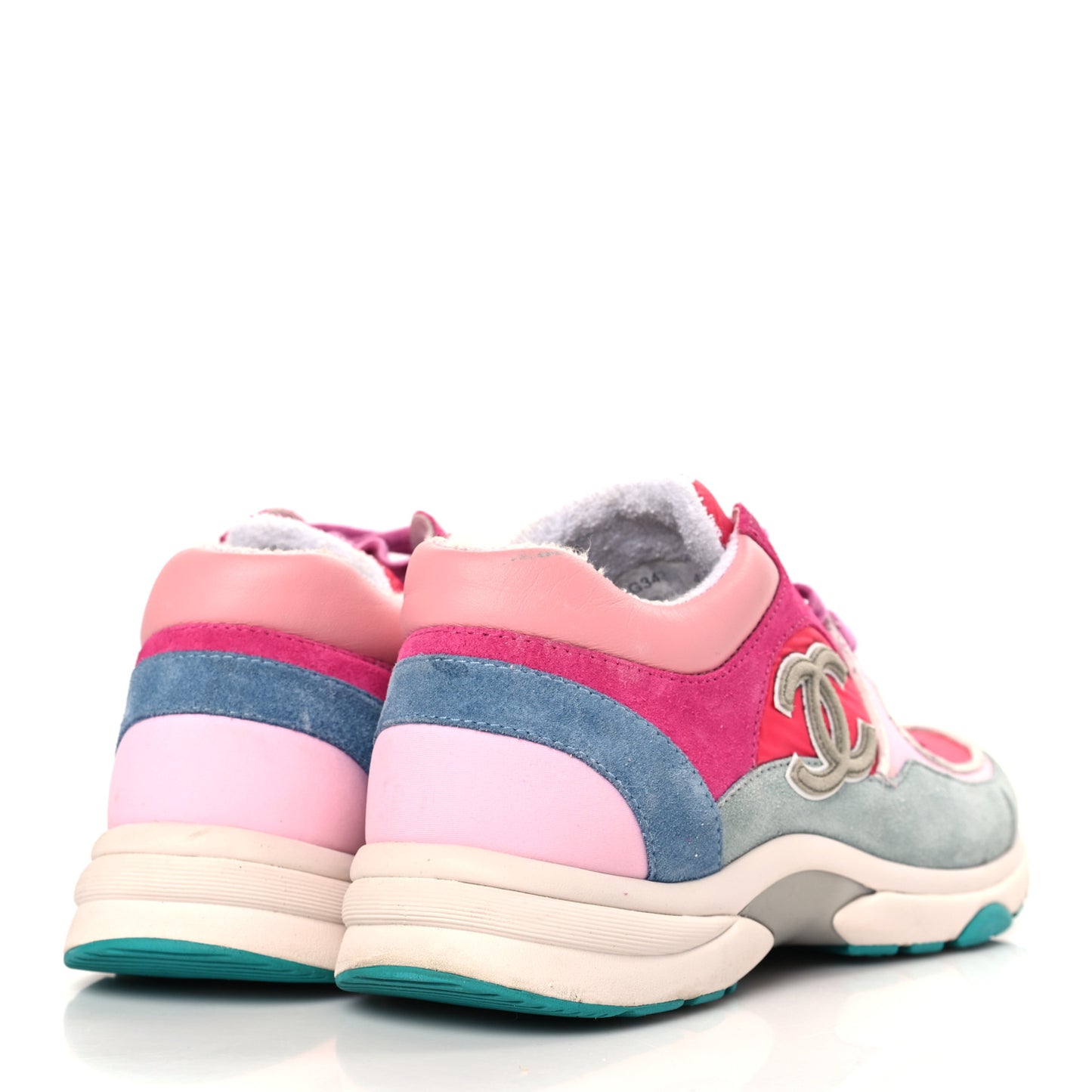 Nylon Calfskin Suede Womens CC Sneakers 40 Fuchsia Pink