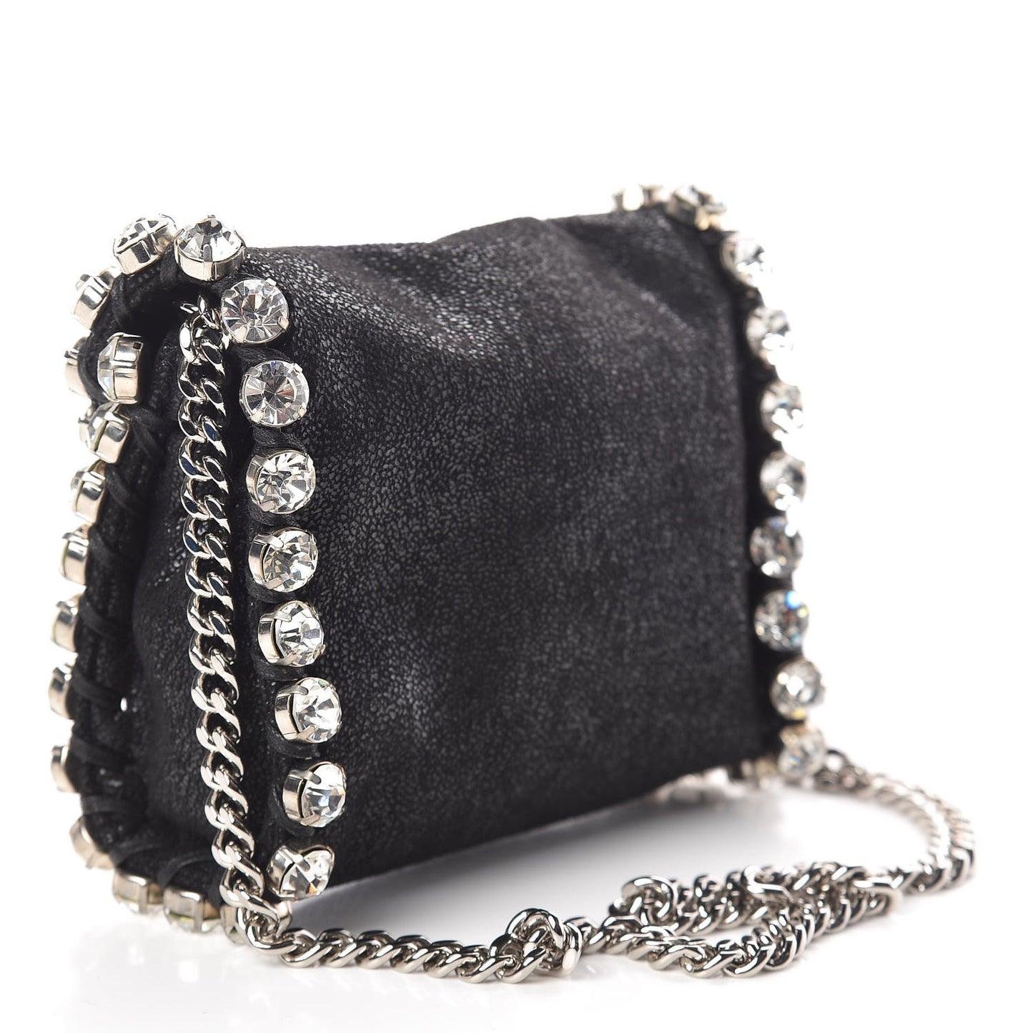 Shaggy Deer Tiny Fold Over Falabella Crystal Crossbody Black