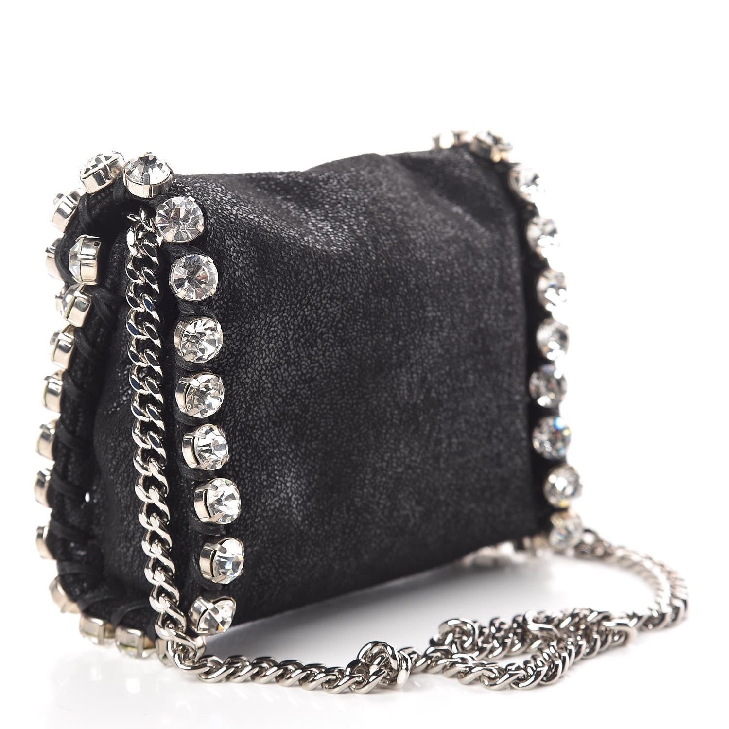 Stella McCartney Shaggy Deer Tiny Fold Over Falabella Crystal Crossbody Black 3 of 8