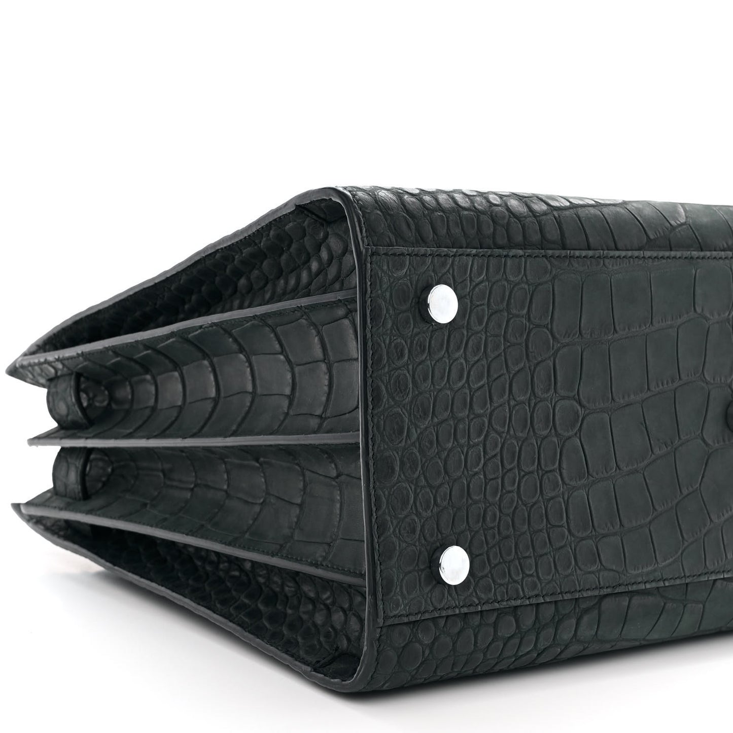Calfskin Crocodile Embossed Small Sac de Jour Dusty Black
