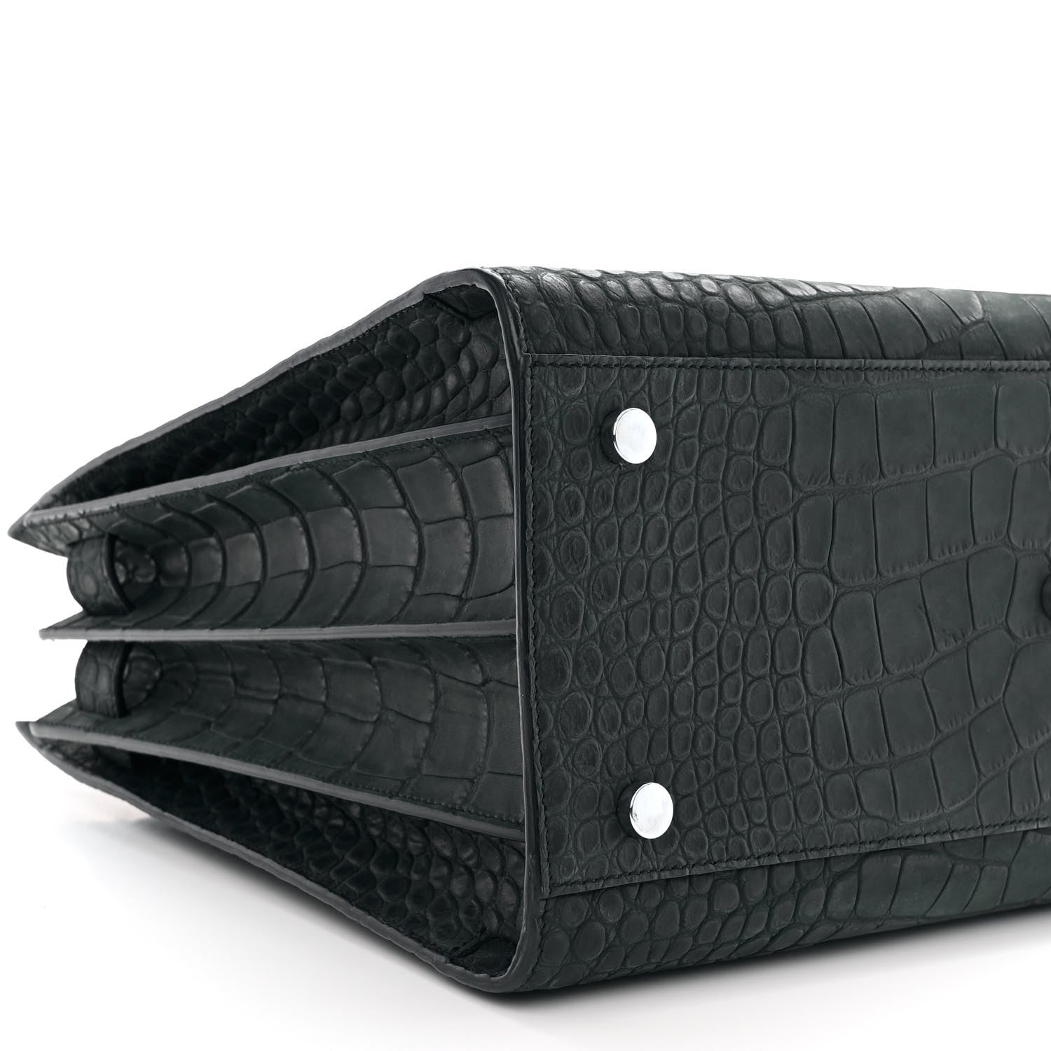 Saint Laurent Calfskin Crocodile Embossed Small Sac de Jour Dusty Black 9 of 10