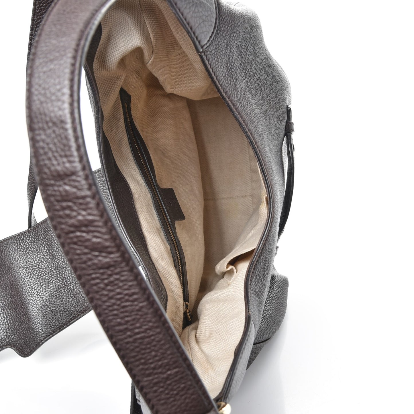 Calfskin Web Medium Dressage Hobo Coffee Brown