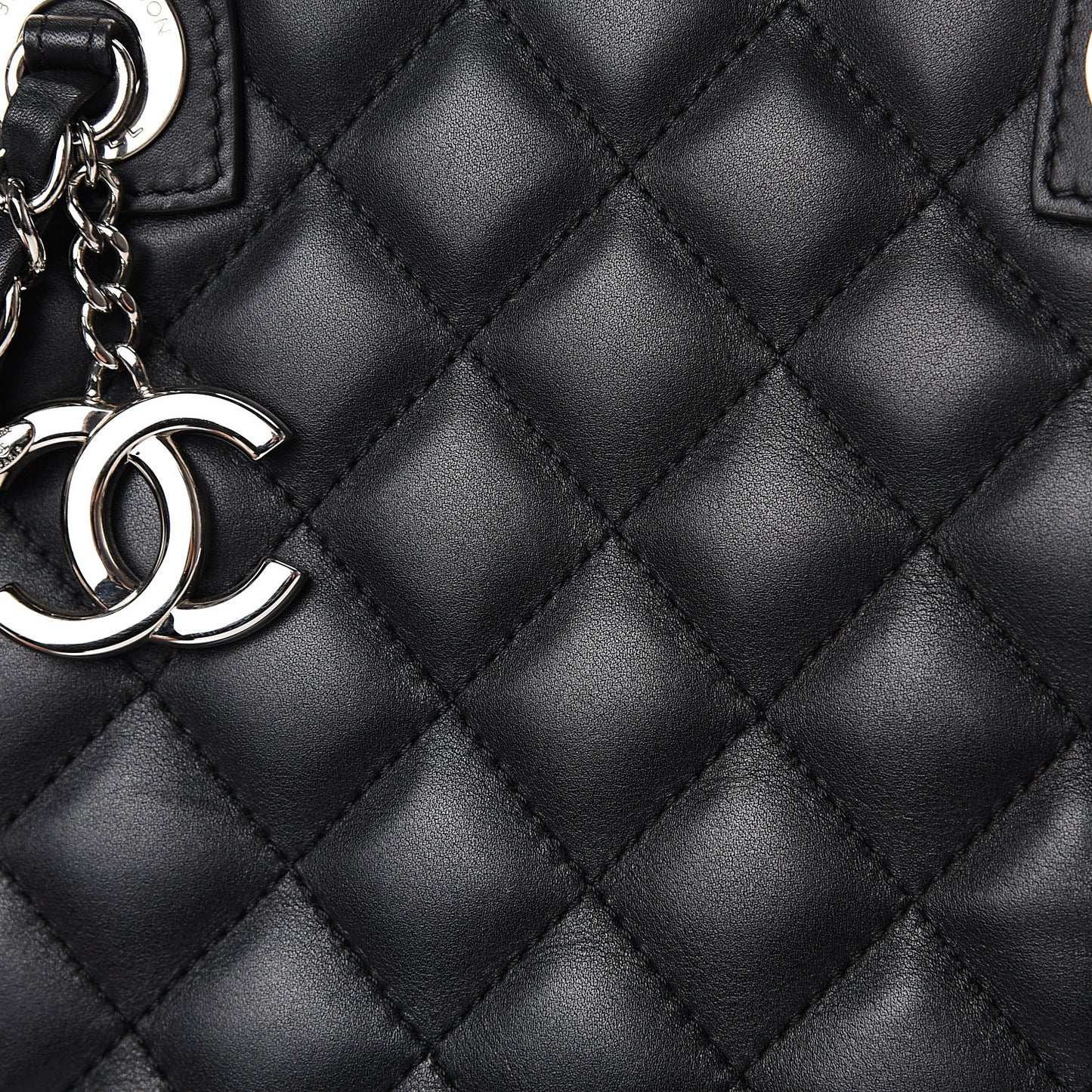 Calfskin Quilted Feather Weight Bowling Bag Black Beige