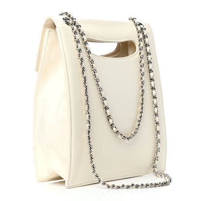 Chanel Lambskin Top Handle Logo Flap White 3 of 10