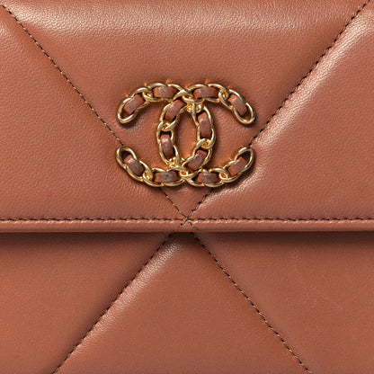 Chanel Lambskin Quilted Chanel 19 Flap Wallet Brown 9 of 10