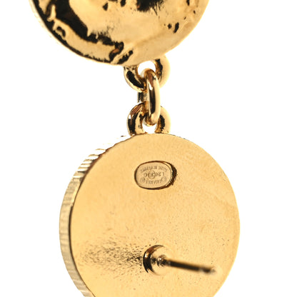 Chanel Metal Disc CC Long Drop Earrings Gold 4 of 4