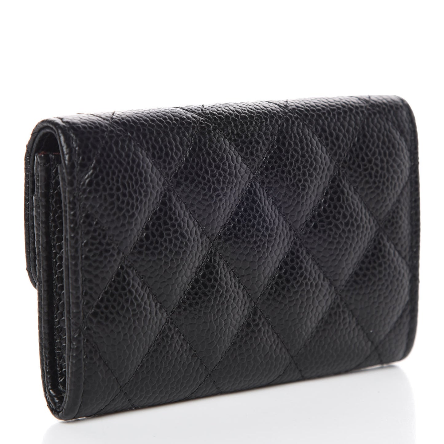 Caviar Quilted Flap Card Holder Black