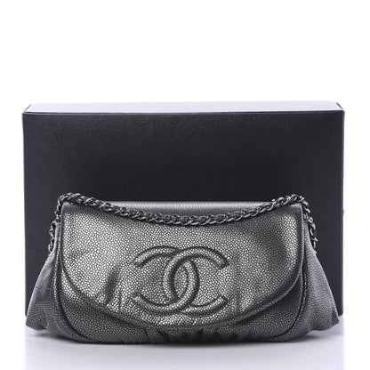 Chanel Metallic Caviar Half Moon Wallet On Chain WOC Dark Silver 12 of 12