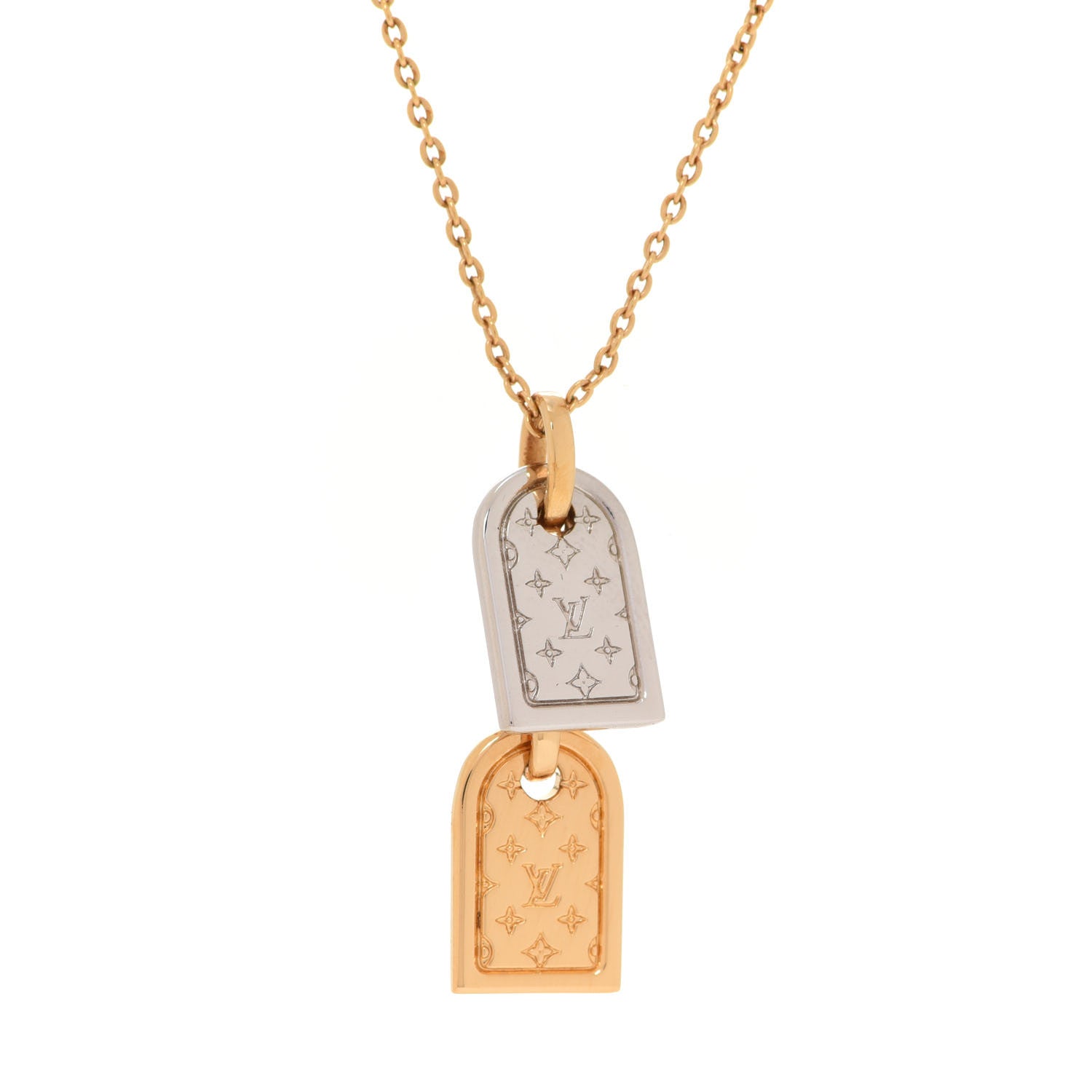 Louis Vuitton Nanogram Name Tag Necklace Gold 4 of 6