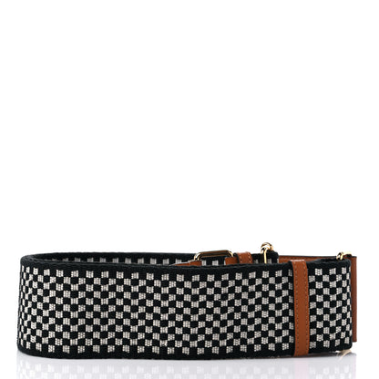 Fendi Ribbon Vitello King Logo Embossed Gingham Woven Adjustable Strap You Panna Black Cuoio 2 of 4