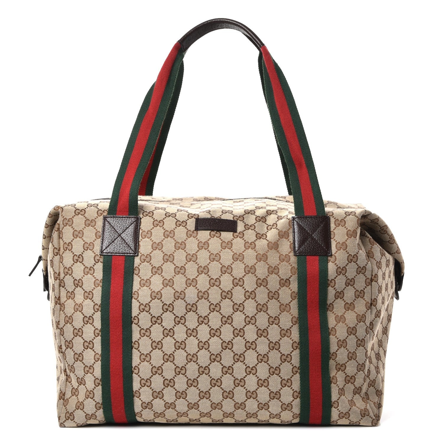 Gucci GG Monogram Web Medium Collapsible Carry On Duffle Beige Brown 1 of 7