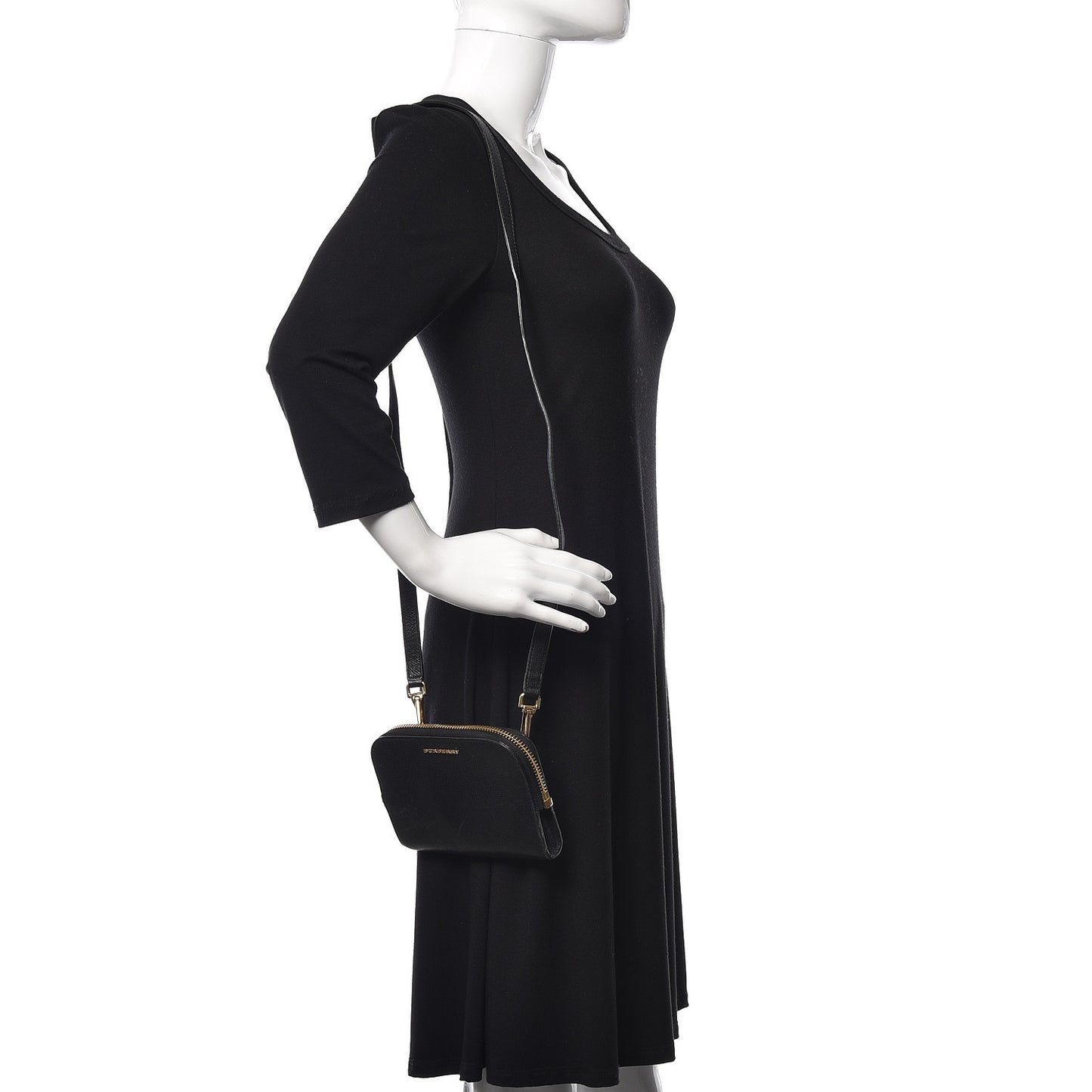 Grain Calfskin Small Crossbody Bag Black