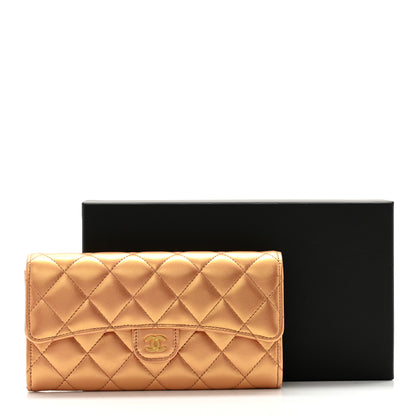 Chanel Metallic Lambskin Quilted Large Gusset Flap Wallet Golden 12 of 12