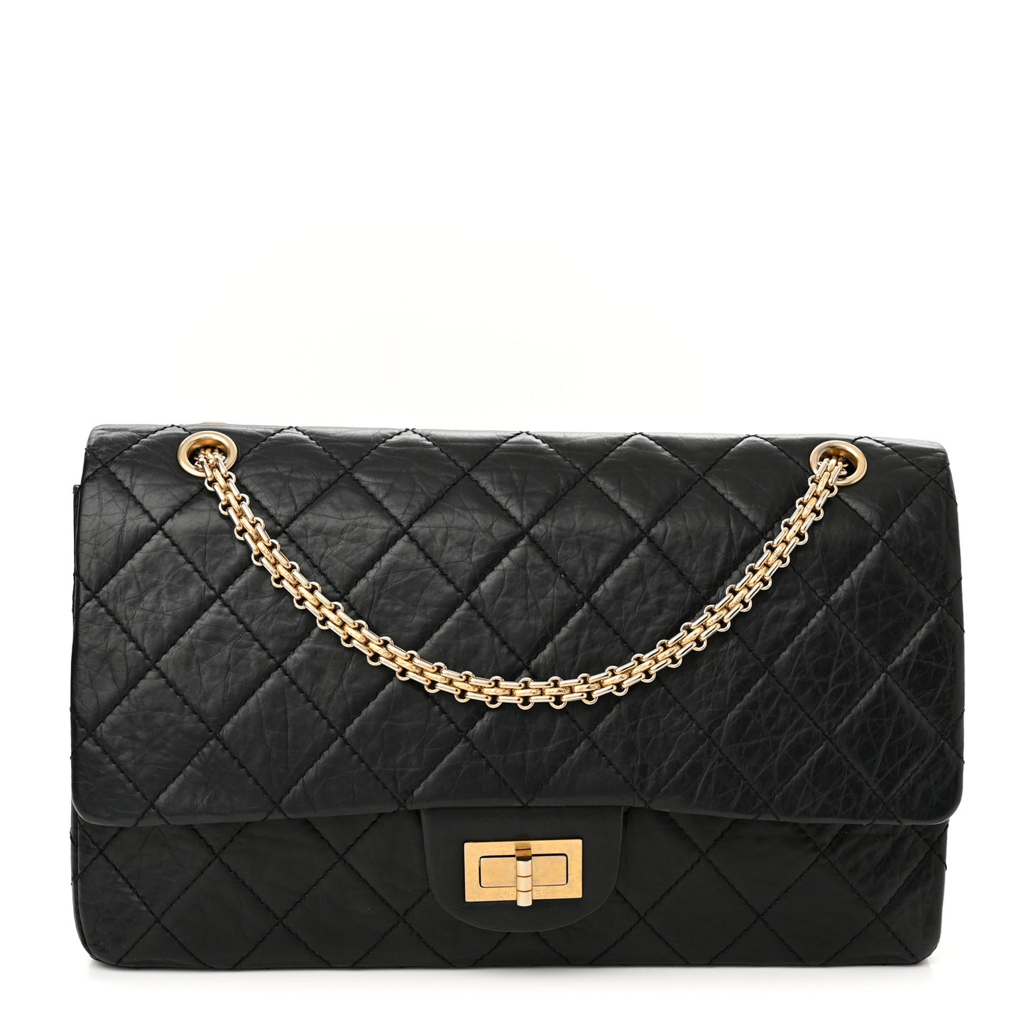 Aged Calfskin Quilted 50th Anniversary 2.55 Reissue 227 Flap Black