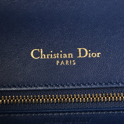 Christian Dior Lambskin Studded Medium Diorama Flap Bag Navy Blue 7 of 9