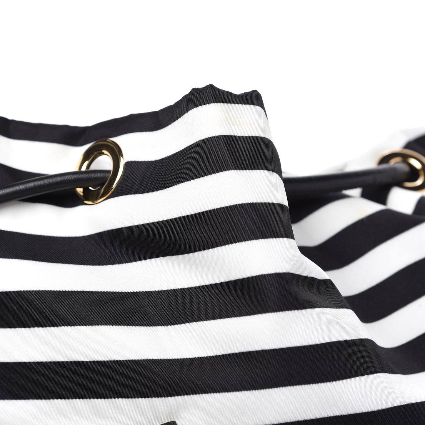 Nylon Striped Medium Rucksack Backpack Black White