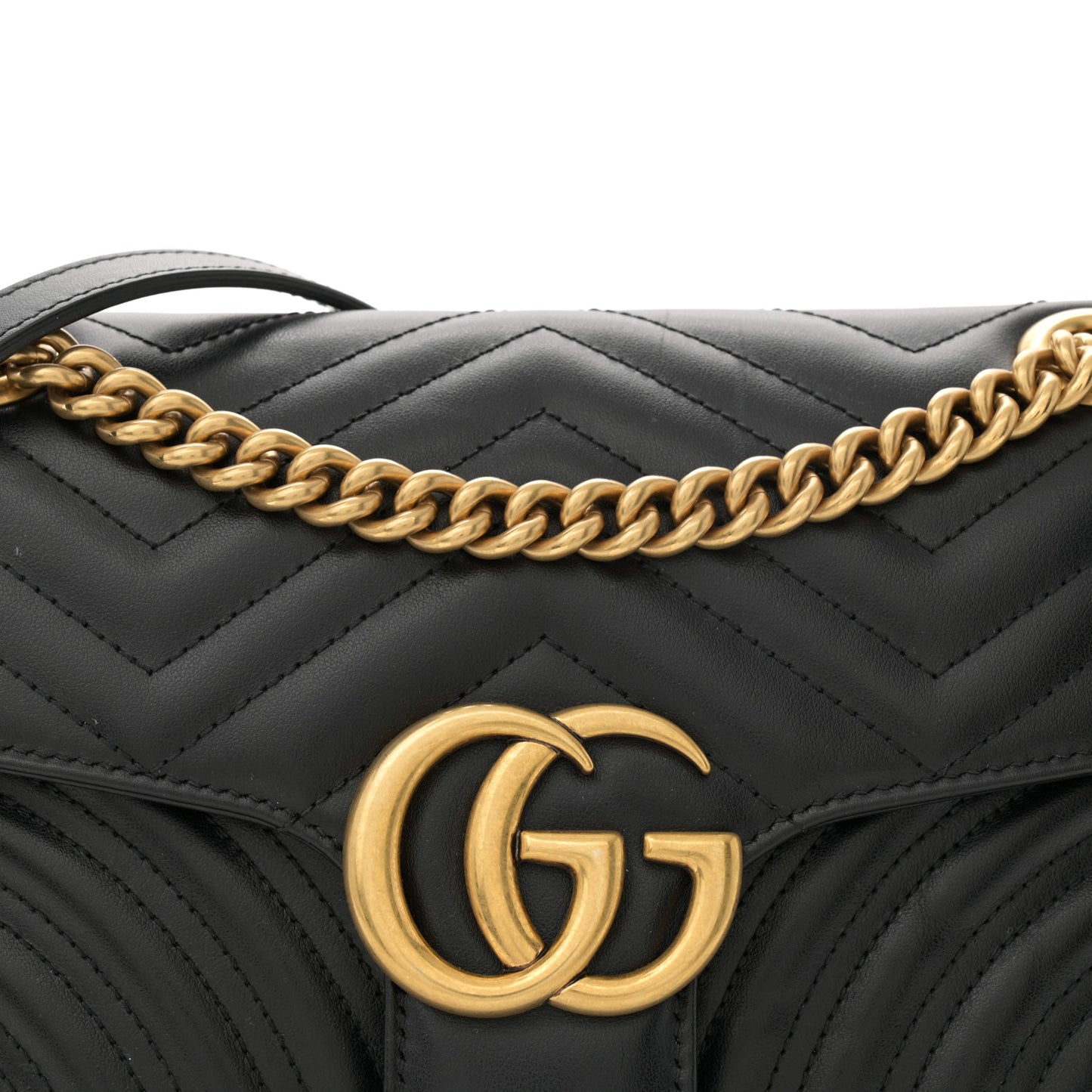 Calfskin Matelasse Small GG Marmont Shoulder Bag Black