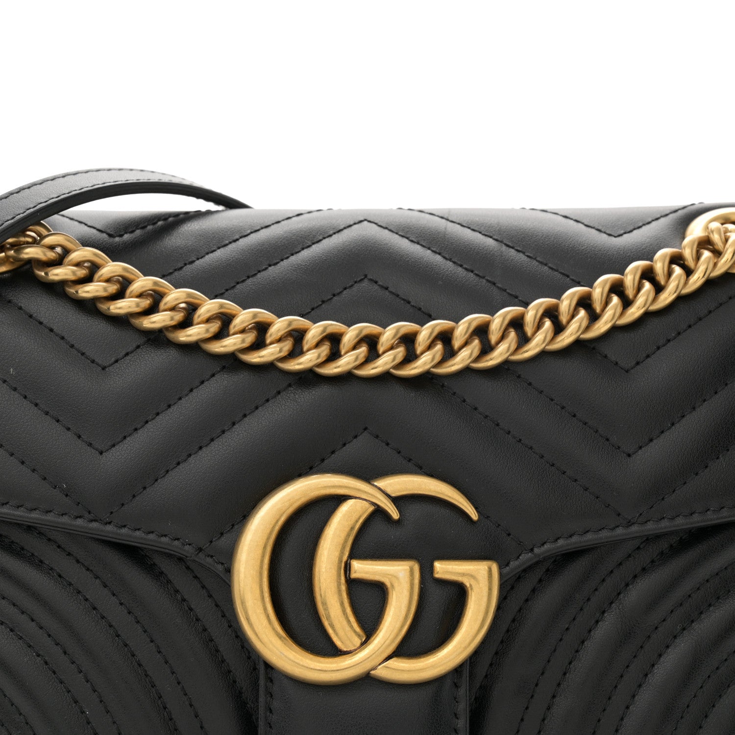 Gucci Calfskin Matelasse Small GG Marmont Shoulder Bag Black 8 of 14