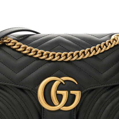 Gucci Calfskin Matelasse Small GG Marmont Shoulder Bag Black 8 of 14