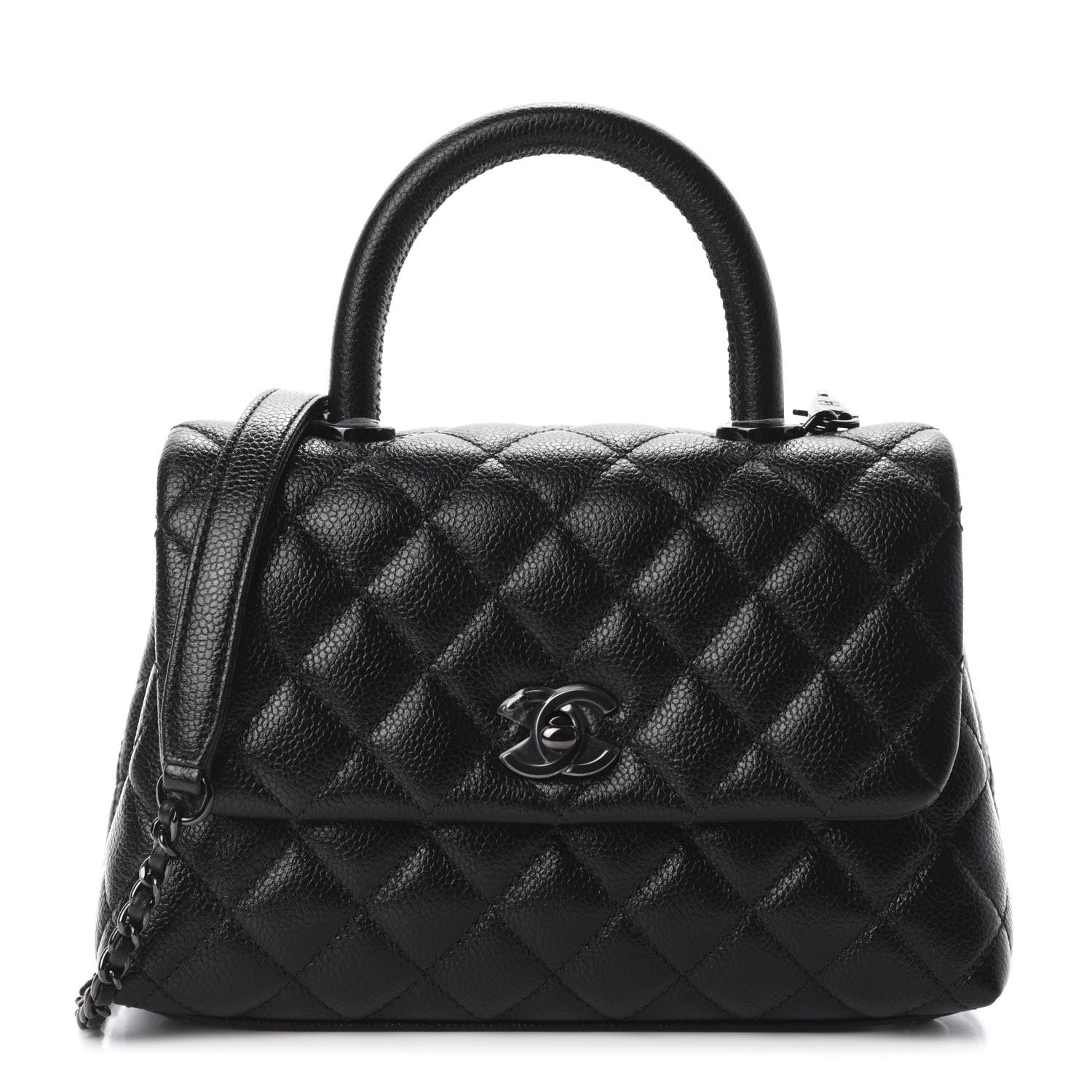Chanel Iridescent Caviar Quilted Mini Coco Handle Flap So Black 1 of 13